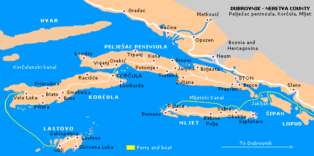 Halbinsel Peljesac Karte